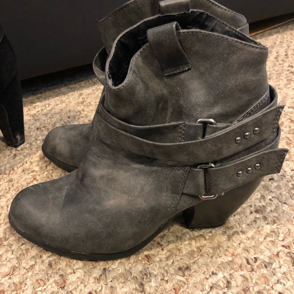 Faux leather ankle booties